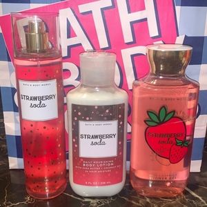 Bath and Body Works Strawberry Soda Set